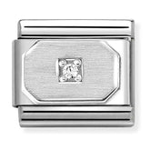 Nomination Composable Classic Link 330311/17 Rectangle with White CZ in 925 Silver